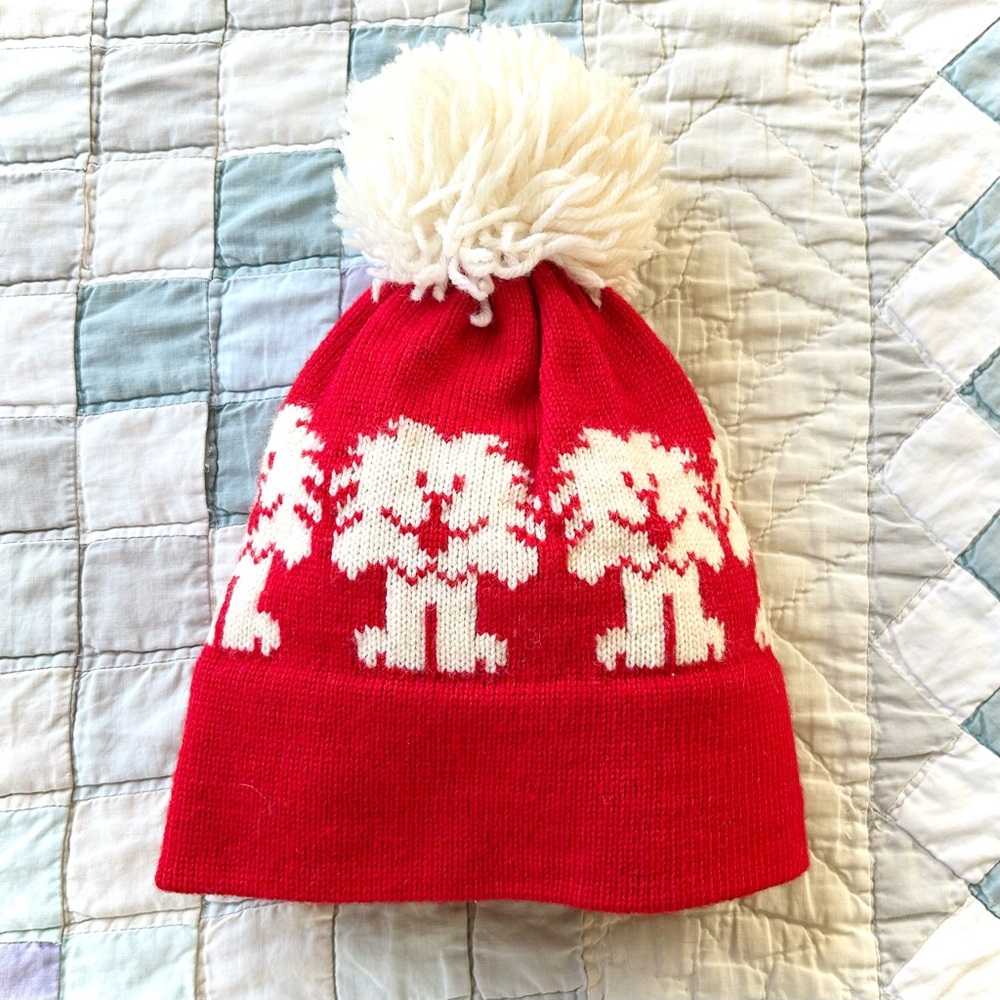 vintage unisex 70s wool pom ski hat